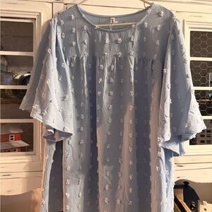 Light Blue Embroidered Women's Blouse